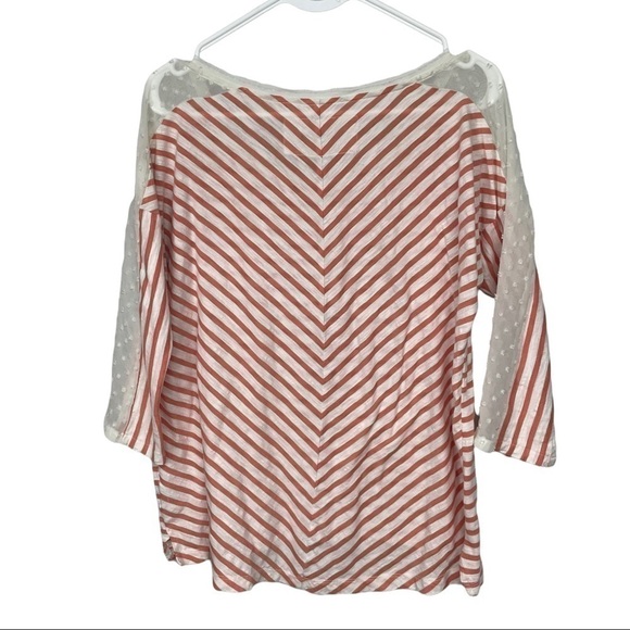 little Yellow Button Anthropologie Orange White Stripe Mabel Top, Medium - Picture 5 of 10
